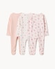 image 2 of F&F Baby 3-Pack Pure Cotton Printed Sleepsuits in Pink