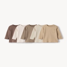 F&F Baby 5-Pack Pure Cotton Long Sleeved Tops in Neutral