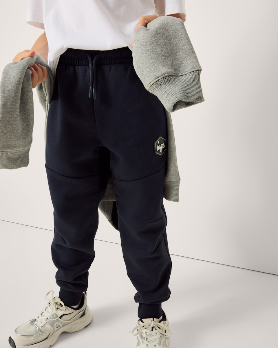 image 1 of Hype Cotton Rich Cuffed Joggers in Navy