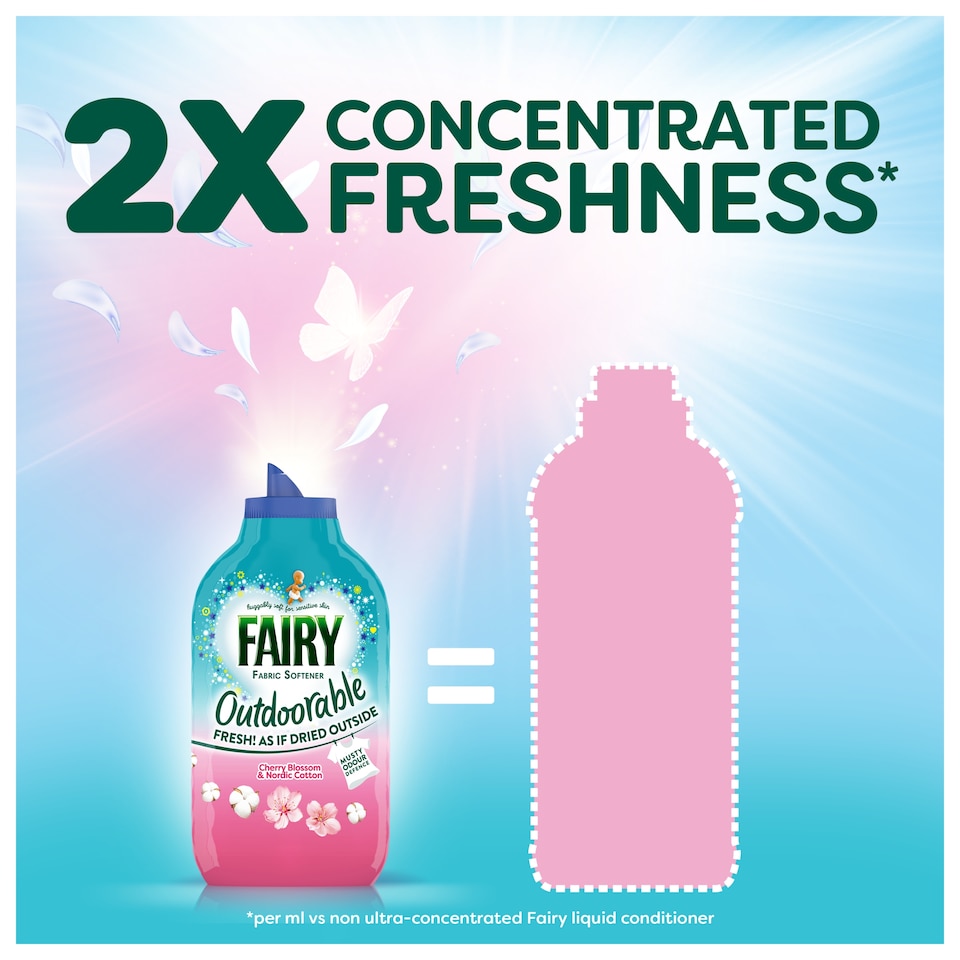 image 1 of Fairy Outdoorable Fabric Conditioner Cherry Blossom & Nordic Cotton 105 Washes 1.47L