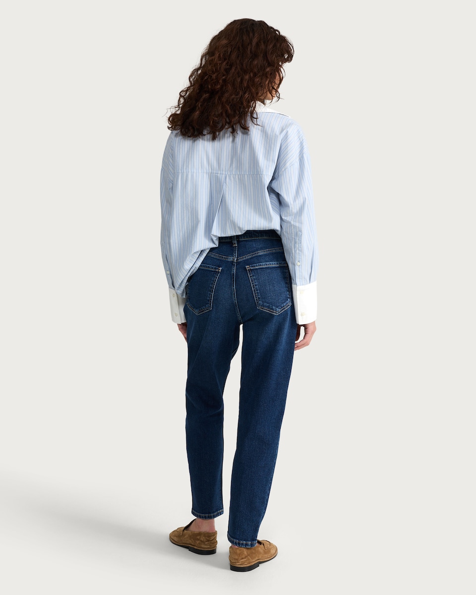 image 1 of F&F High Rise Slim Fit Mom Jeans in Navy