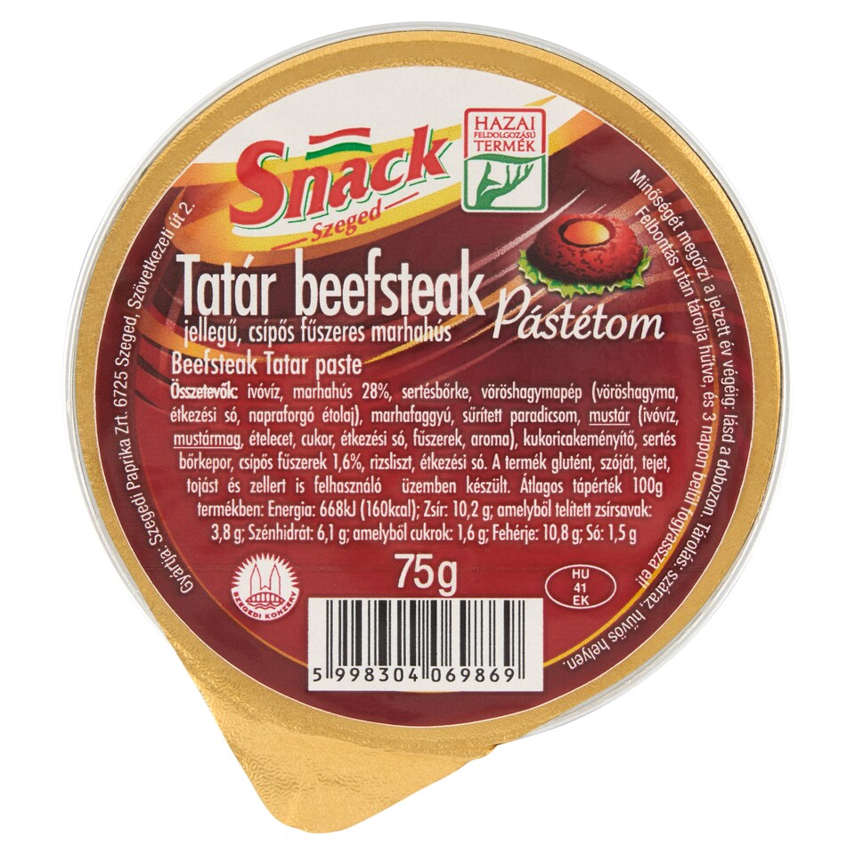 Snack Szeged tatár beefsteak pástétom 75 g