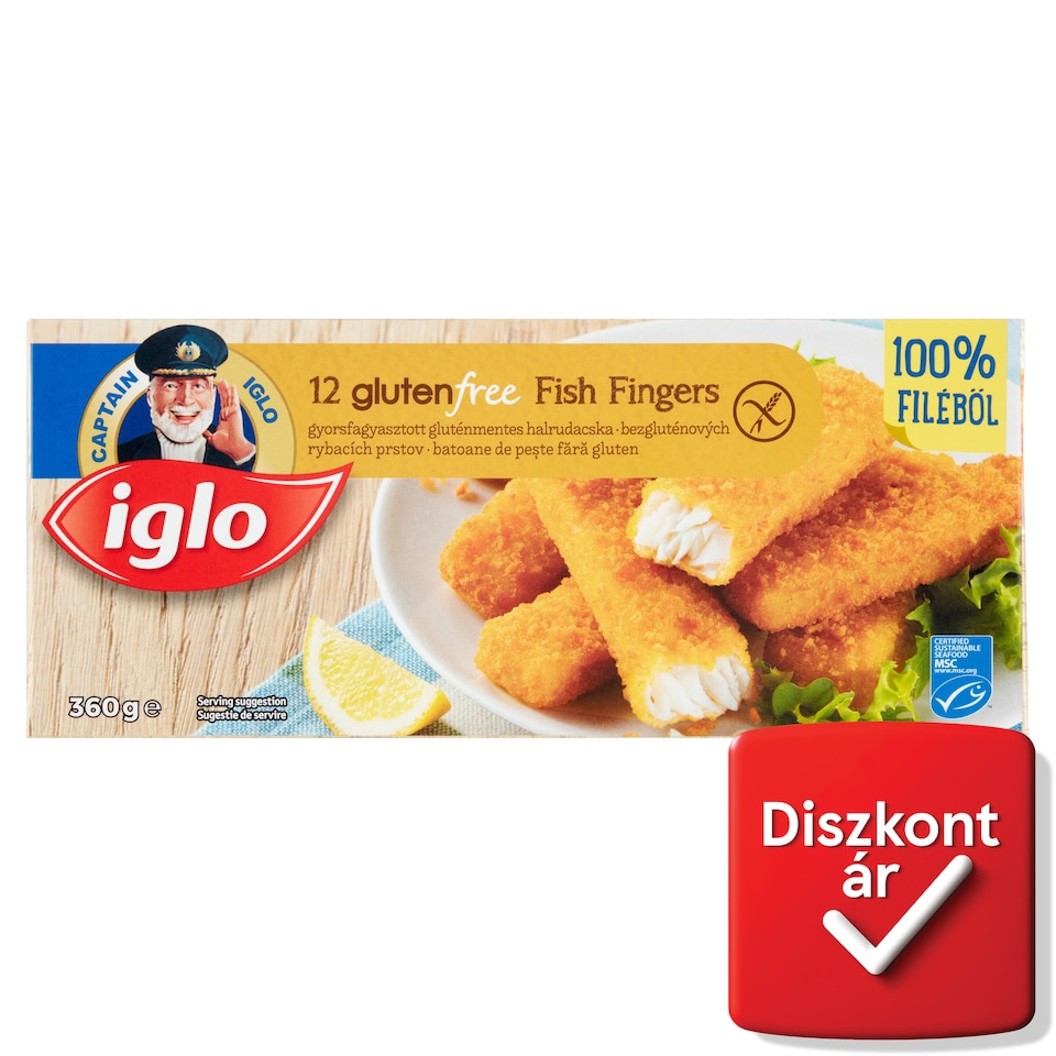 Iglo gyorsfagyasztott gluténmentes halrudacska 12 x 30 g (360 g)