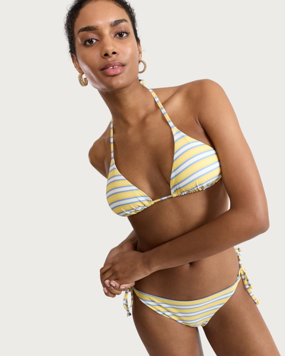 image 1 of F&F Triangle Halter Neck Bikini Top in Multi Yellow