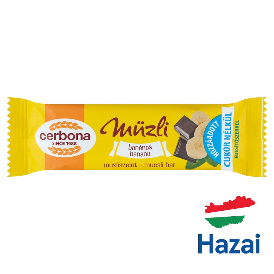 image 1 of Cerbona Banana Muesli Bar with No Added Sugar and with Sweeteners 20 g