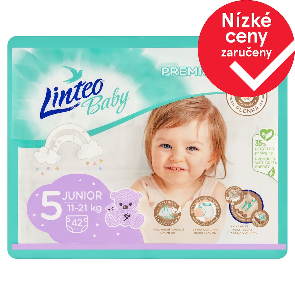 Linteo Baby Premium plenky 5 junior 11-21kg 42 ks