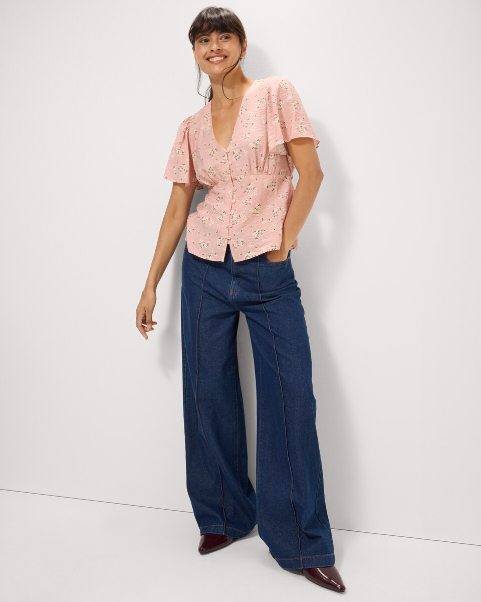 image 1 of F&F Ditsy Floral Blouse in Multi Pink