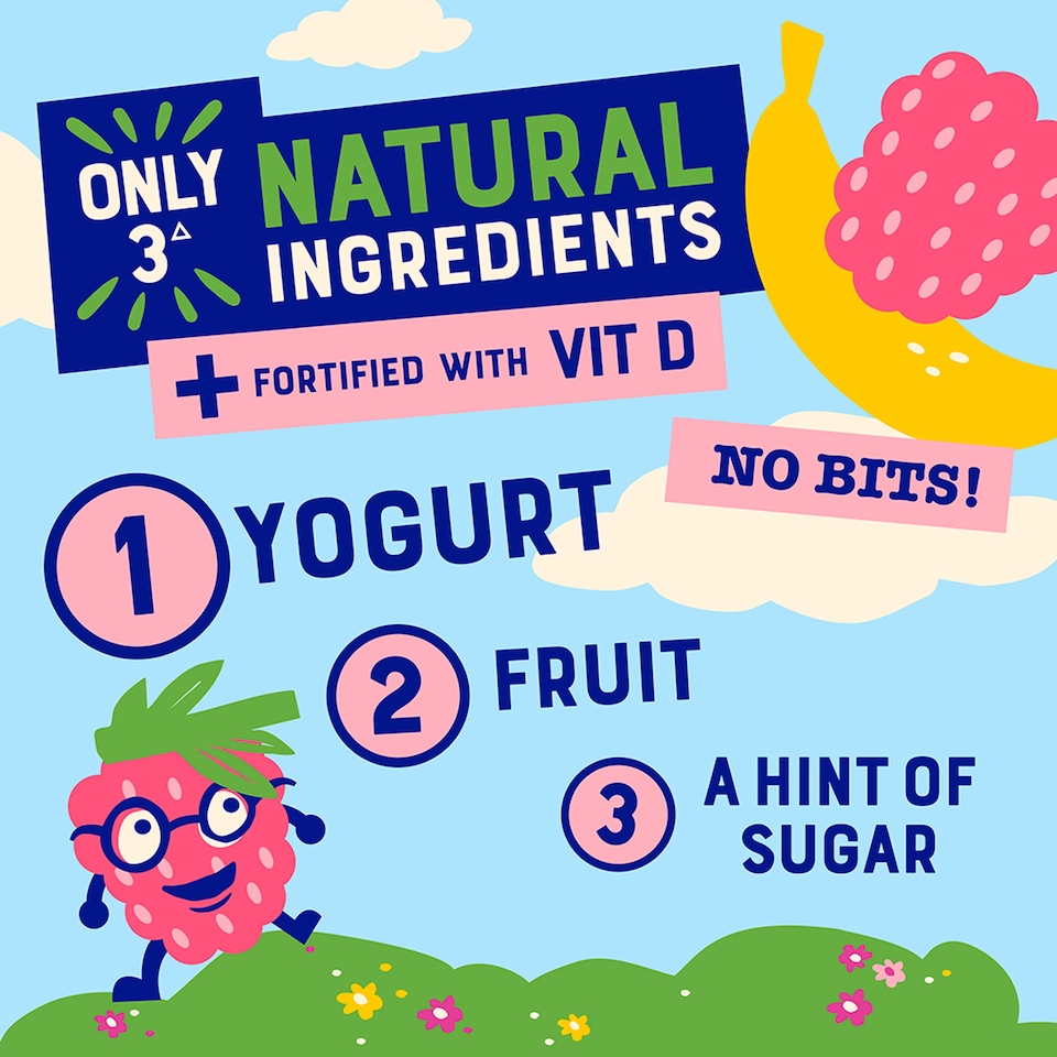 image 1 of Onken Kiddos Yoghurt Raspberry & Banana 4x90g