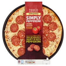 Tesco Thin Pepperoni Pizza 309G