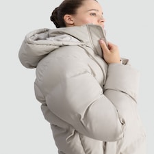 F&F Hooded Shower Resistant Puffer Coat in Cream