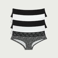 F&F 5-Pack Cotton Rich Lace Waist Briefs in Multi