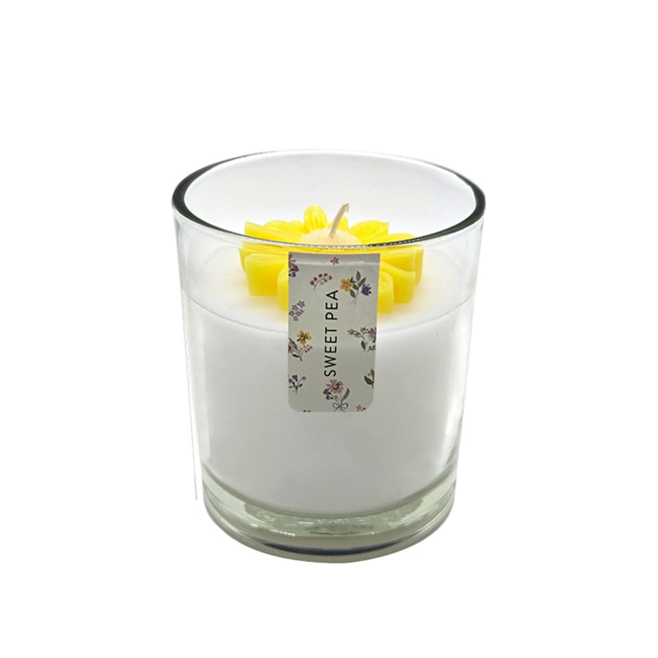 image 1 of F&F Home Sweet Pea Floral Wax Inclusion Candle 260g Assorted