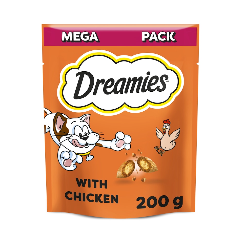 image 1 of Dreamies Cat Treat Biscuits with Chicken Mega Pack 200g