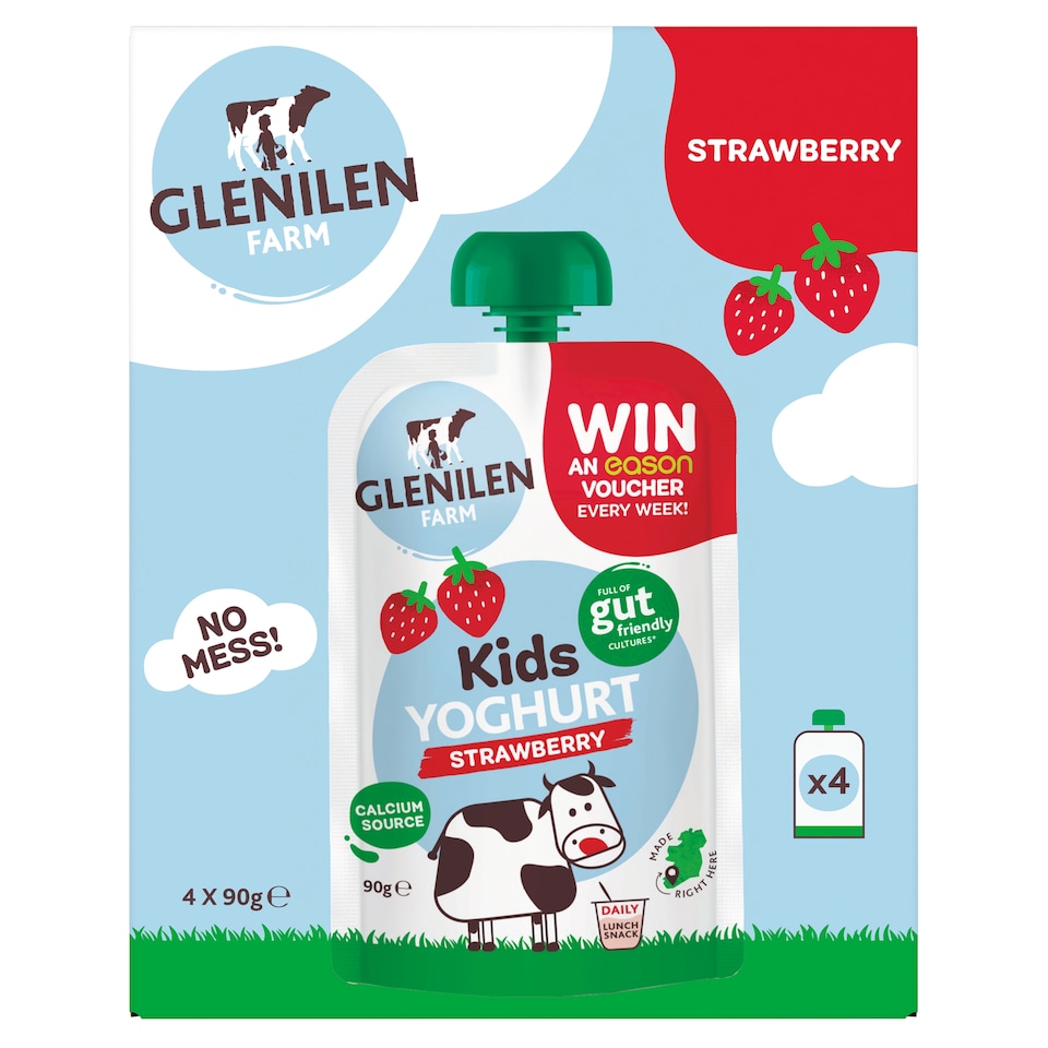 Glenilen Farm Kids Strawberry Yoghurt Pouch 4x90g