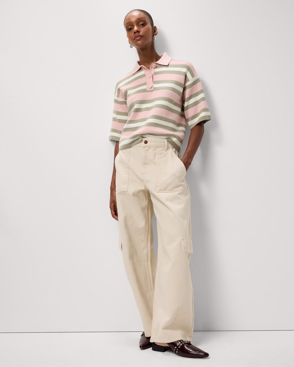 image 1 of F&F Knitted Rugby Shirt in Multi Pink