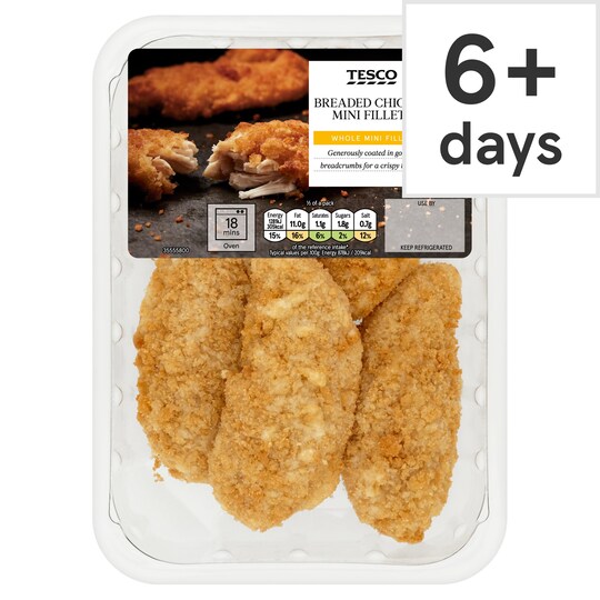 Tesco Breaded Chicken Mini Fillets 305G Tesco Groceries