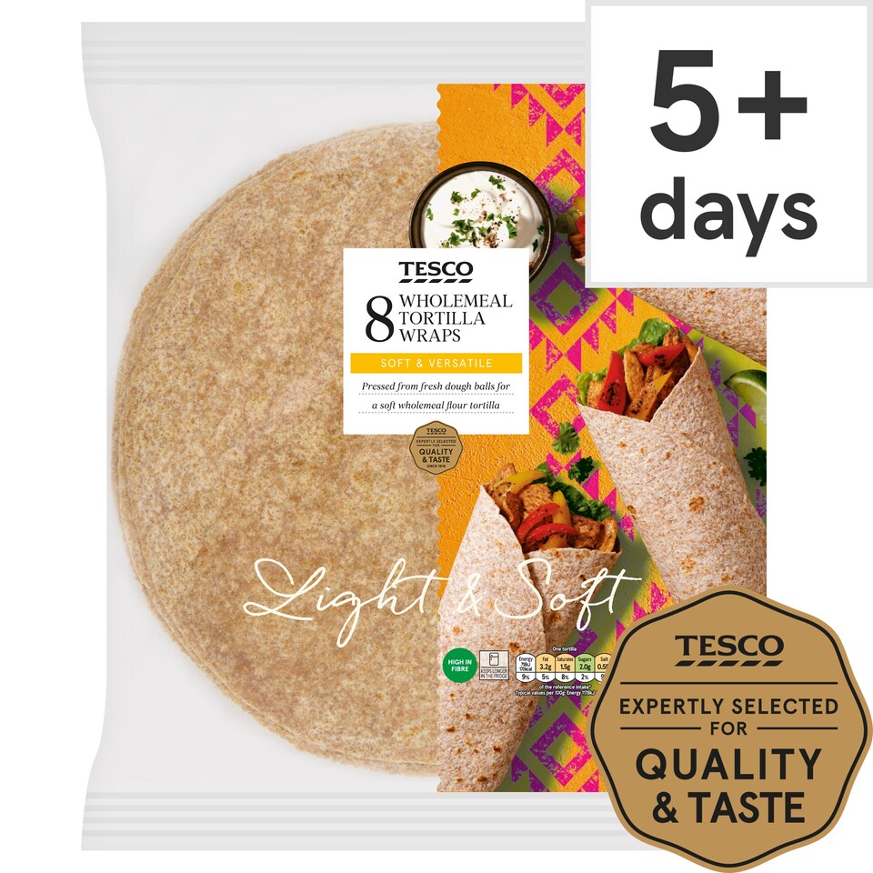 Tesco Wholemeal Tortilla Wraps 8 pack