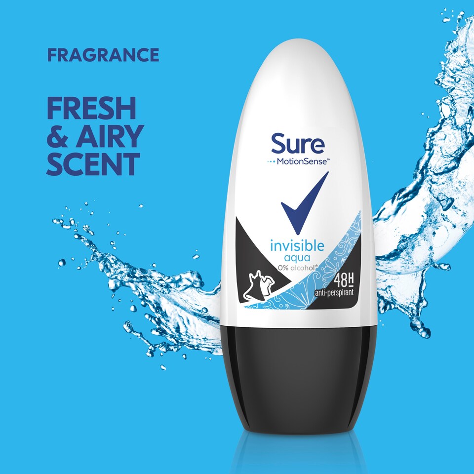 image 1 of Sure Invisible Aqua Roll-On Antiperspirant Deodorant 50ml