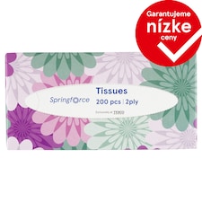 Tesco Springforce Papierové vreckovky 2 vrstvy 200 ks