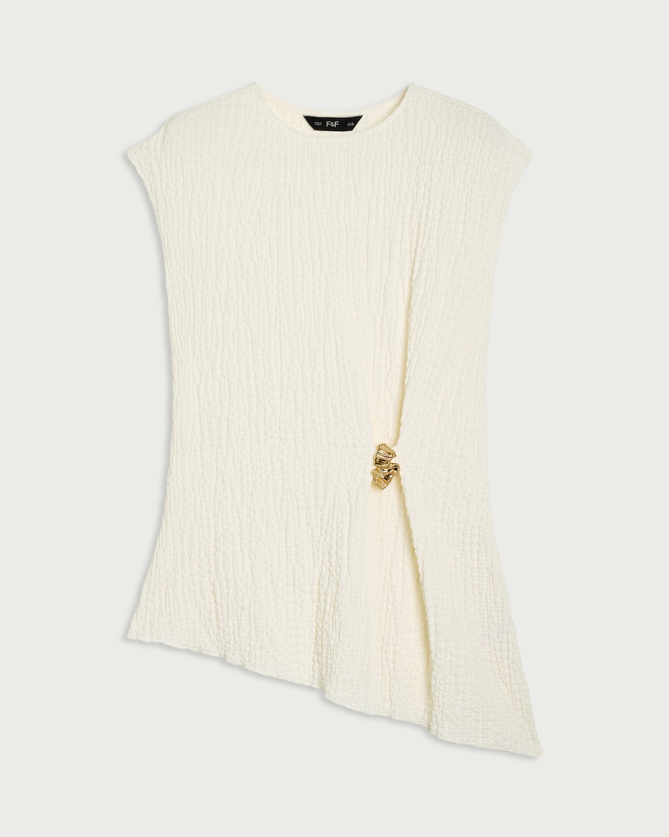 image 1 of F&F Textured Metal Co-ord Top in Cream