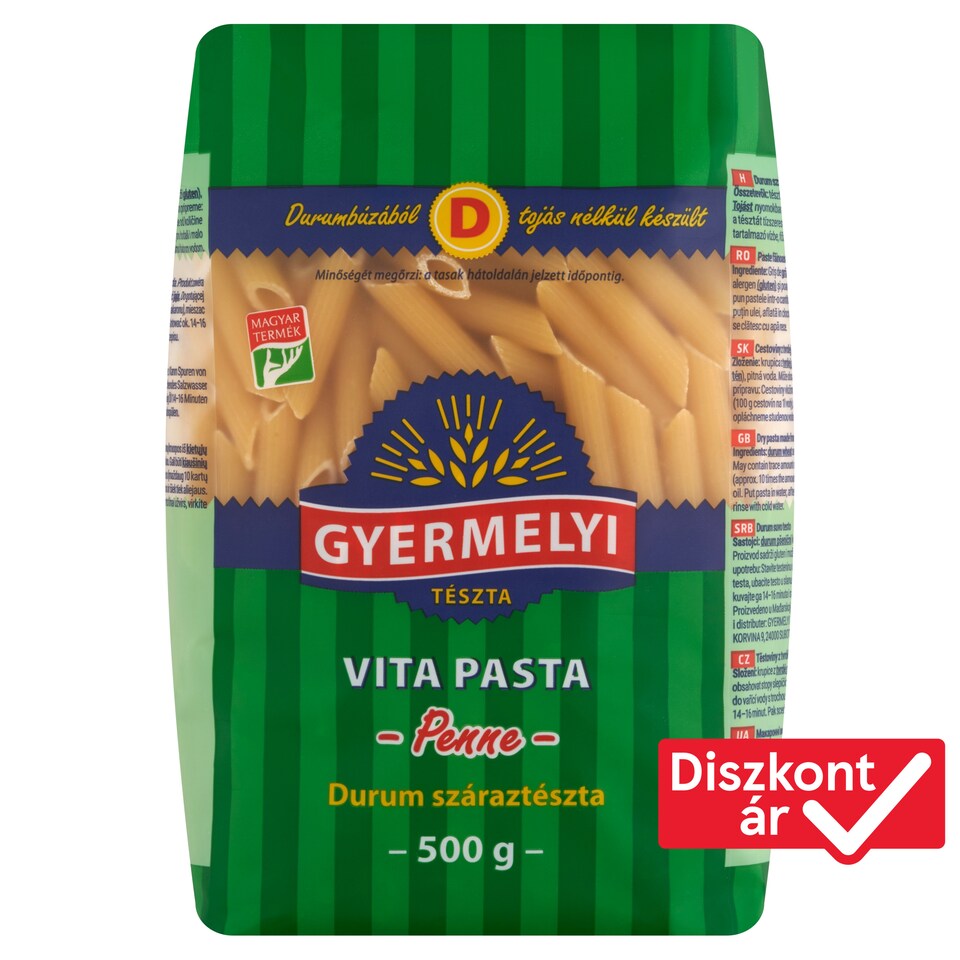 Gyermelyi Vita Pasta Penne Durum Wheat Dry Pasta 500 g