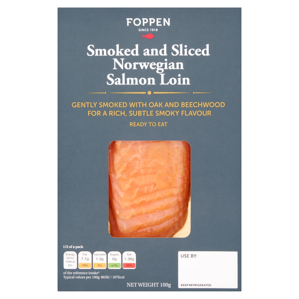 Foppen Smoked & Sliced Norwegian Salmon Loin 100g