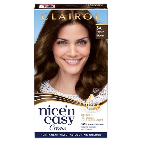 Clairol Nice ‘N Easy Medium Ash Brown 5A Hair Dye Tesco Groceries