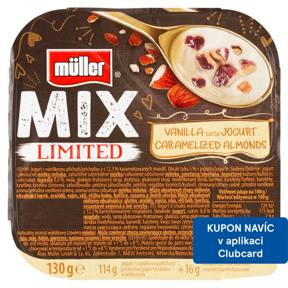 Obrázek 1 pro produkt Müller Mix Limited jogurt s vanilkovou příchutí 130g