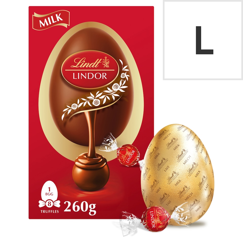 image 1 of Lindt Lindor Milk Chocolate Egg with Milk Truffles 260g
