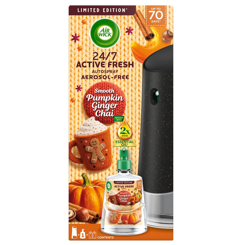 Air Wick active fresh Limited Edition Auto spray Smooth Pumpkin Ginger Chai 228ml