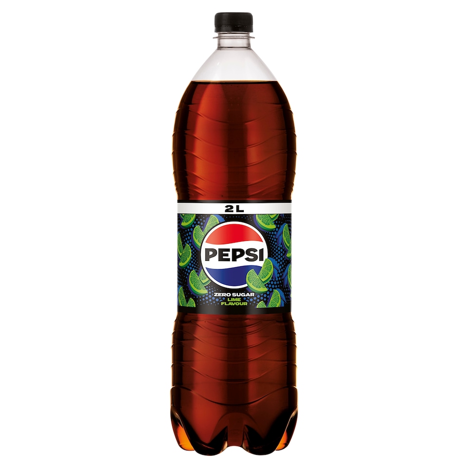 Pepsi Zero Cola Flavoured Energy-Free Carbonated Drink with Sweeteners and Lime Flavour 2 l