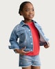 image 2 of F&F Girls Pure Cotton Embroidered Trim T-Shirt in Red