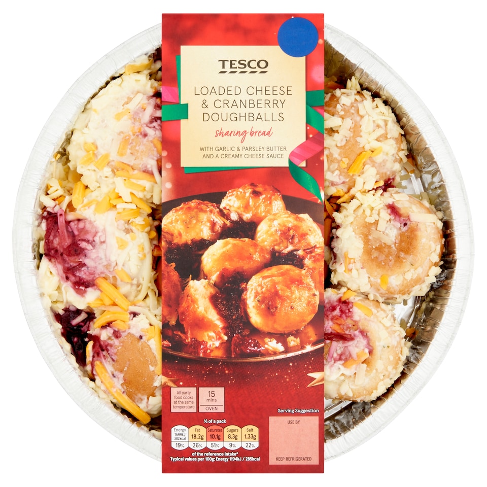 TESCO LOADED CHEESE AND CRANBERRY DOUGHBALLS 420G