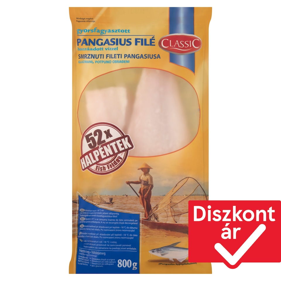 Classic gyorsfagyasztott pangasius filé 800 g 1. kép