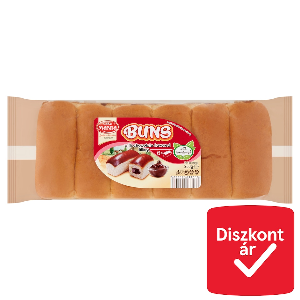 Cake Mania Buns with Chocolate Flavored Filling 6 pcs 250 g