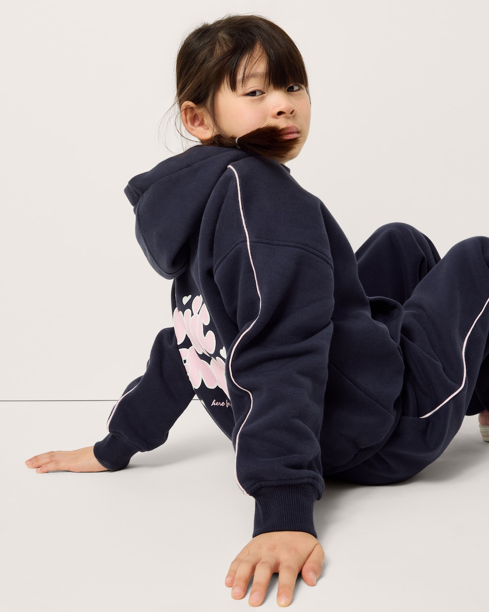 image 1 of F&F Girls Cotton Rich Iconic Hoodie in Navy