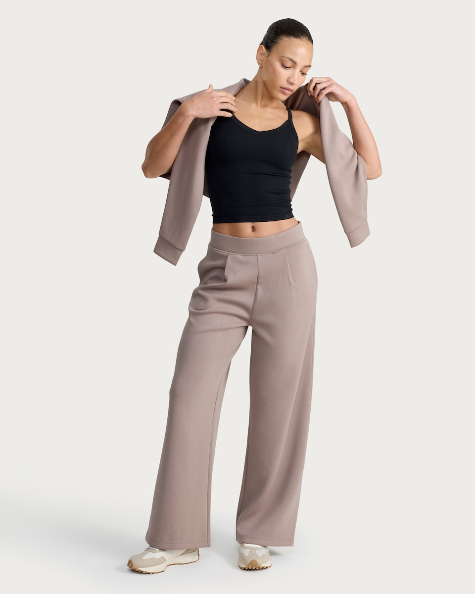 image 1 of F&F Active AFTERCLASS Wide Leg Co-ord Joggers in Brown