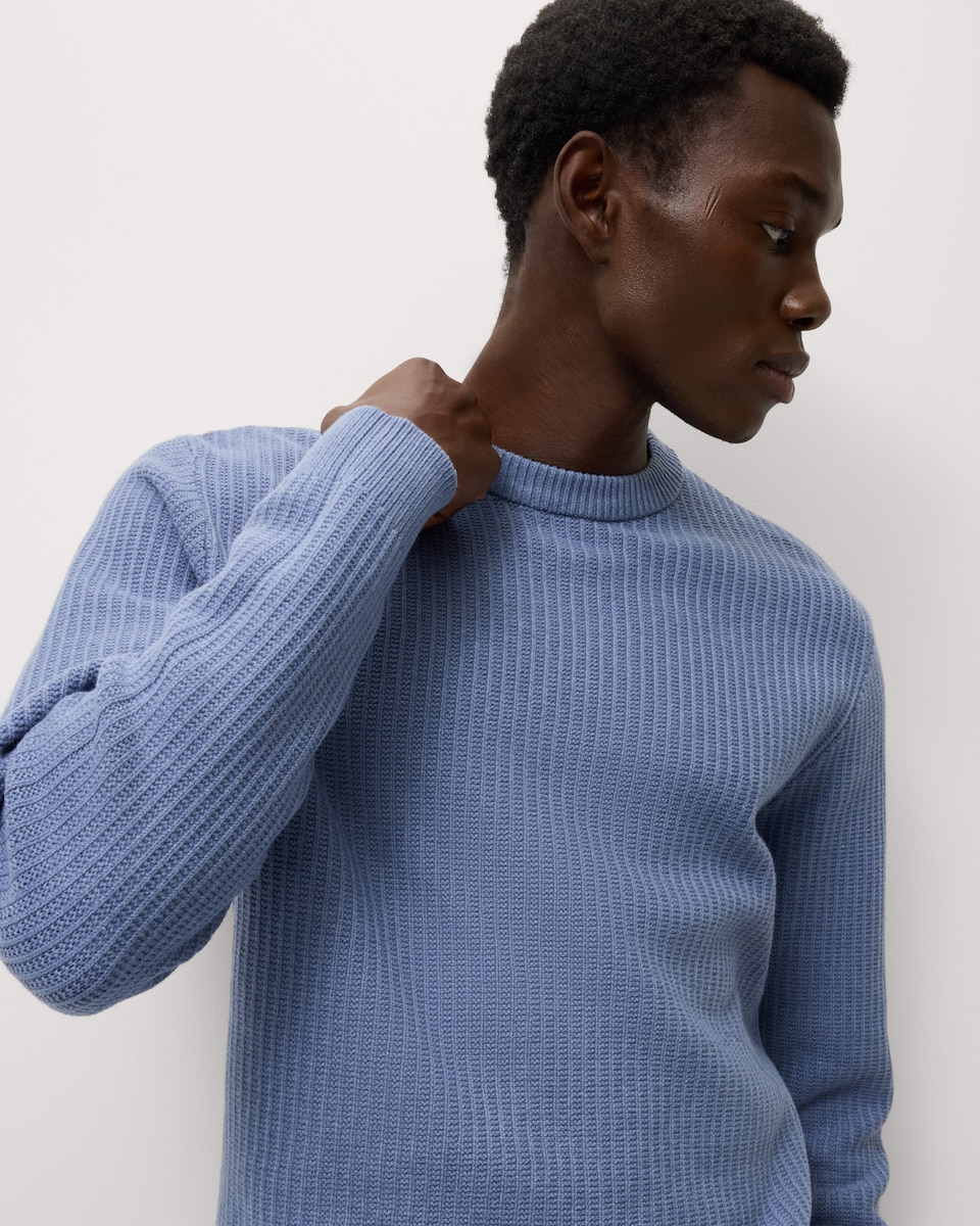 image 1 of F&F Ladder Stitch Crew Neck Jumper in Blue