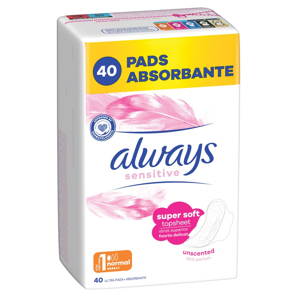 image 1 of Always Sensitive Normal Plus Ultra (Size 1) Sanitary Towels Wings 40 Pads