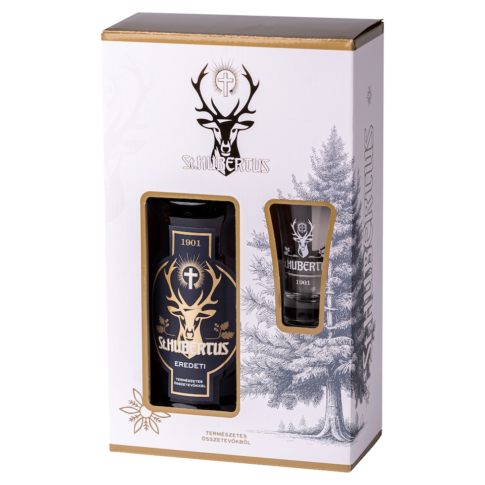 St. Hubertus Original Herbal Liqueur with 1 Glass 33% 0,7 l