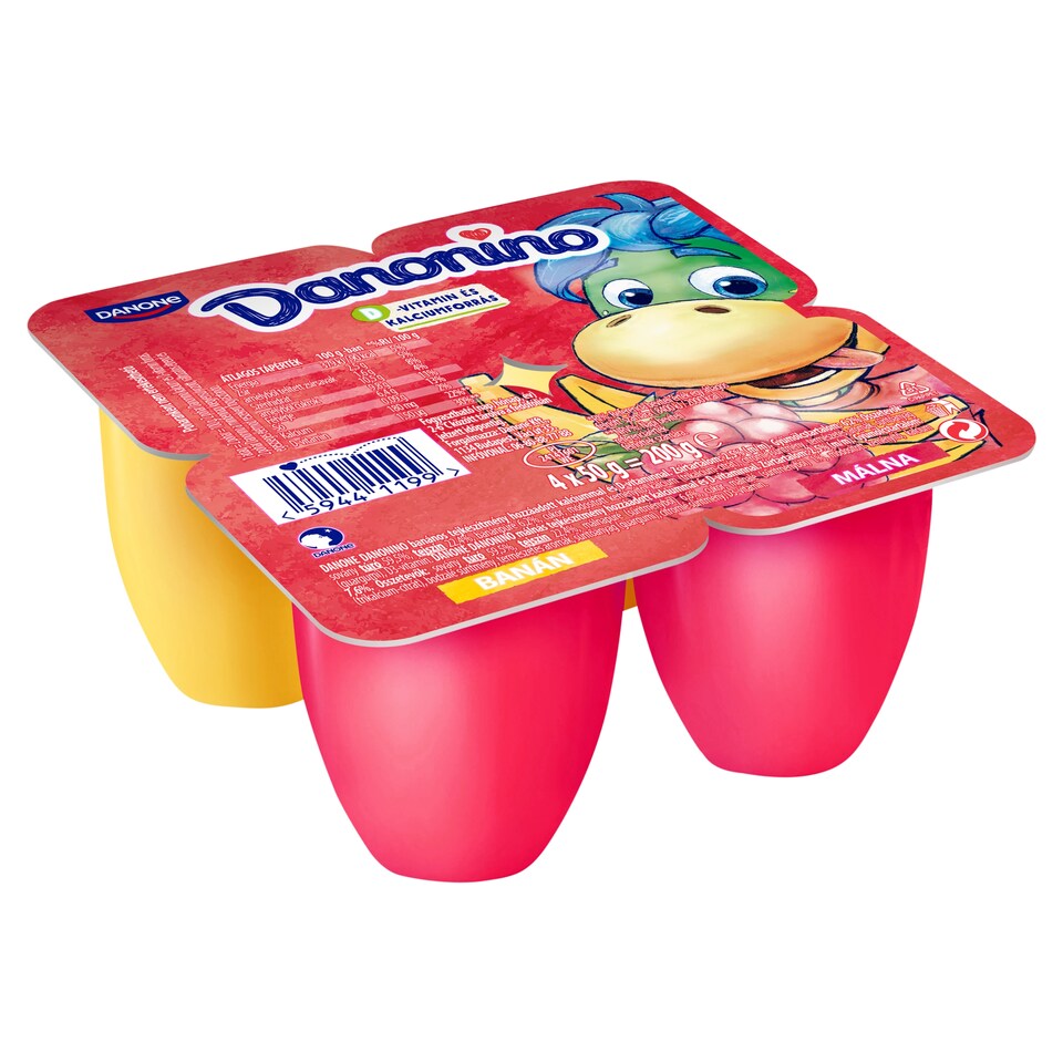 Danone Danonino Banana and Raspberry Dairy Product with Added Calcium and Vitamin D 4 x 50 g (200 g)