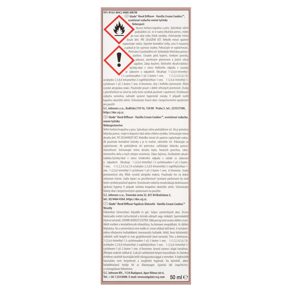 obrázok 1 z Glade Vanilla Cream Cookies osviežovač vzduchu vonné tyčinky 50 ml