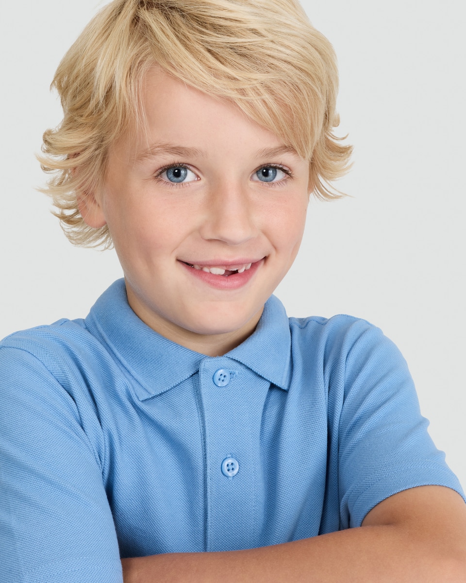 image 1 of F&F School Unisex 3-Pack Pure Cotton Regular Fit Polo Shirts in Blue