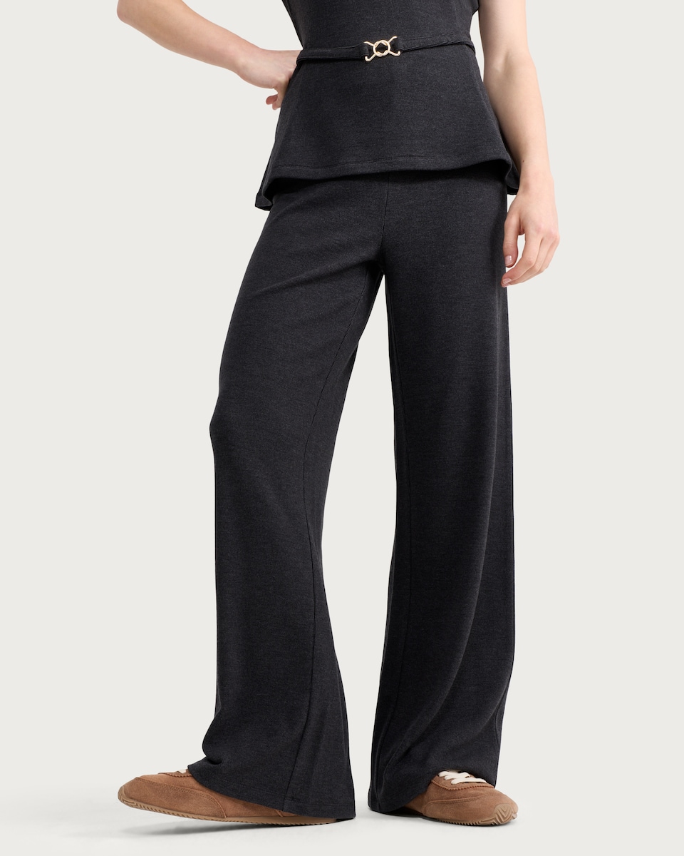 image 1 of F&F Wide Leg Co-ord Trousers in Grey