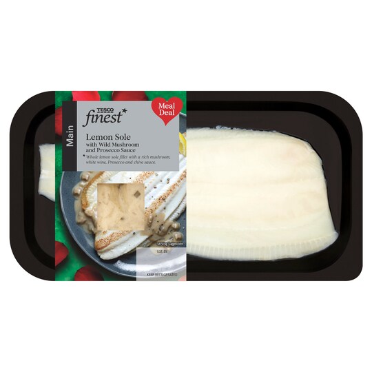 Tesco Finest Lemon Sole With Mushroom & Prseco Sauce 160G Tesco Groceries