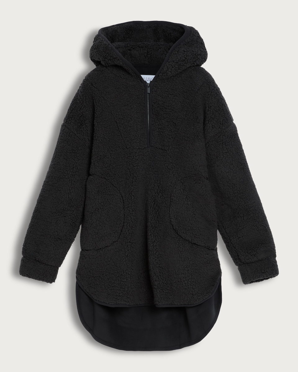 F&F Fleece Pocket Front Hooded Pyjama Jacket in Grey