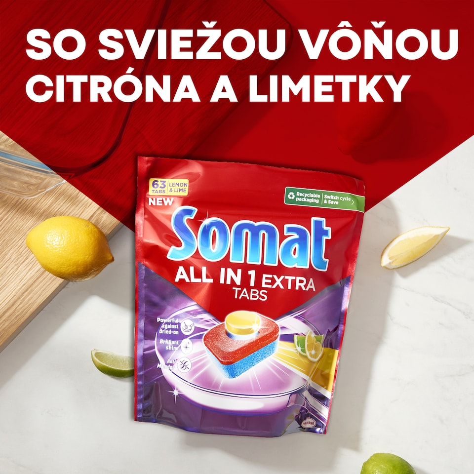 obrázok 1 z Somat All in 1 Extra Lemon & Lime tablety do umývačky riadu 75 ks 1245 g