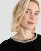 image 2 of The F&F Edit Ponte Embellished Collar Buttoned Top in Black