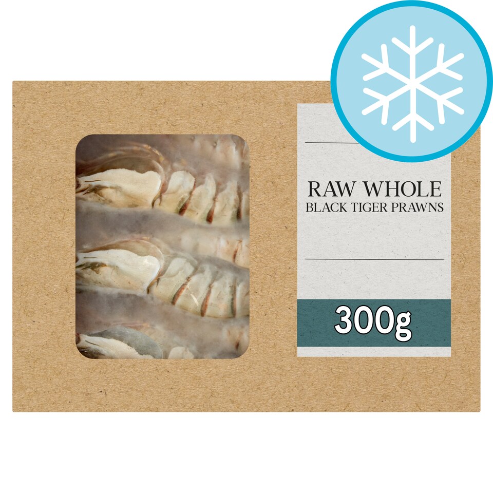 Tesco Raw Whole Black Tiger Prawns 300G