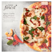 Tesco Finest Spicy Garlic King Prawn Pizza 450G